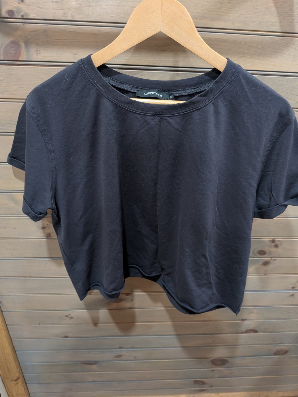 Black Cropped Tee — Relaxed Crewneck